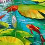 Charming pond one-of-a-kind oil painting on canvas, without frame, edges painted with 100% handmade spatula and high-quality oil, for interior or for gift. Decorate your interior and make you and your family happy for a long time. Ready to hang
