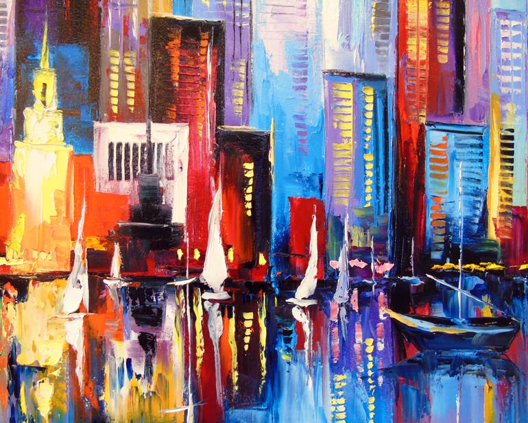 Original Abstract Architecture Painting by Olha Darchuk