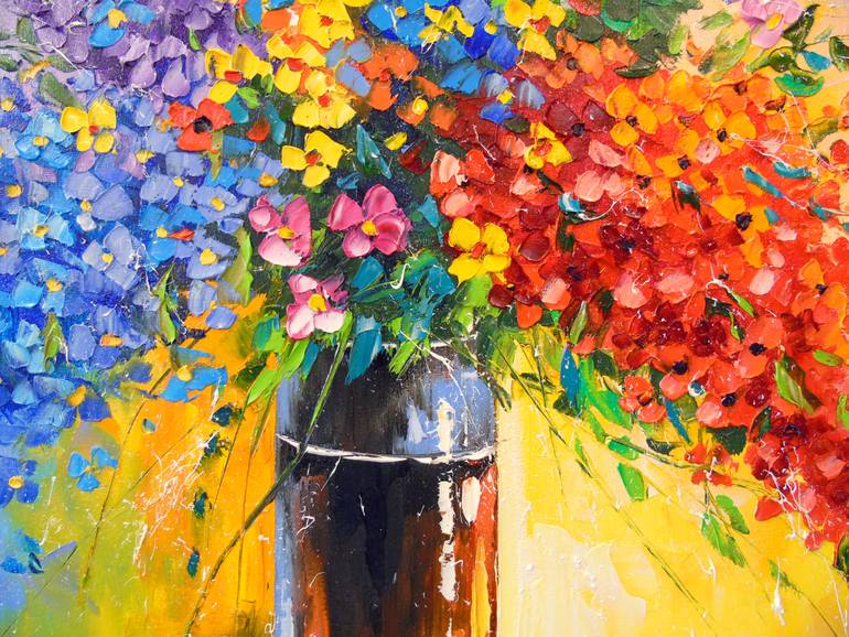 Bouquet of wild flowers Painting by Olha Darchuk | Saatchi Art