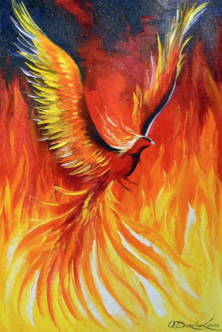 Phoenix bird Painting by Olha Darchuk | Saatchi Art Kuwait