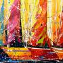 Bright sails oil painting on canvas without frame, as the edges are painted, 100% handmade with high-quality oil and palette knife . Decorate your interior and feel great positive emotions from work.Ready to hang.