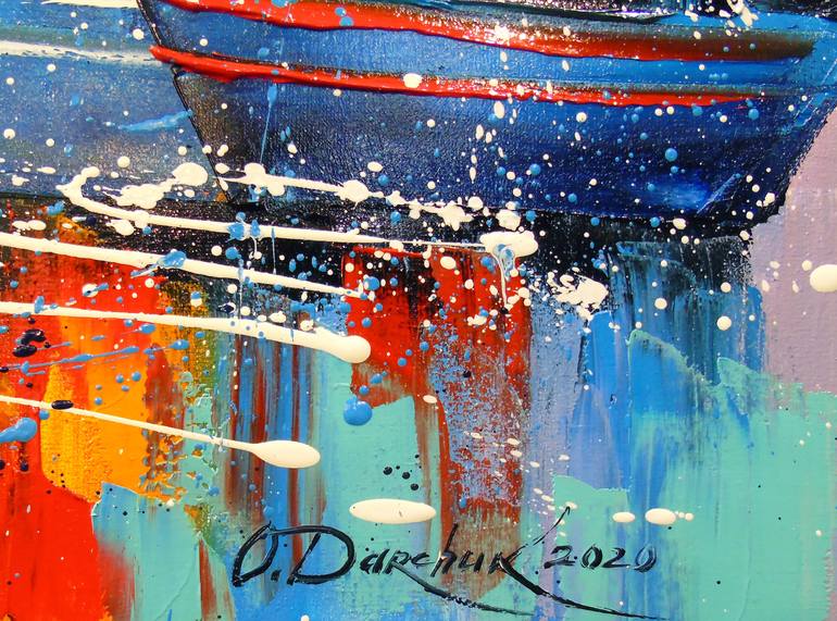 Original Abstract Sailboat Painting by Olha Darchuk