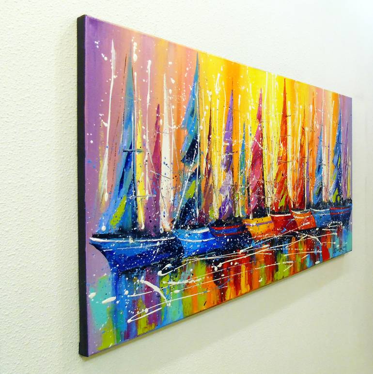 Original Sailboat Painting by Olha Darchuk