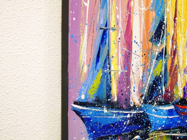 Original Abstract Sailboat Painting by Olha Darchuk