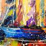 Bright sails oil painting on canvas without frame, as the edges are painted, 100% handmade with high-quality oil and palette knife . Decorate your interior and feel great positive emotions from work.Ready to hang.