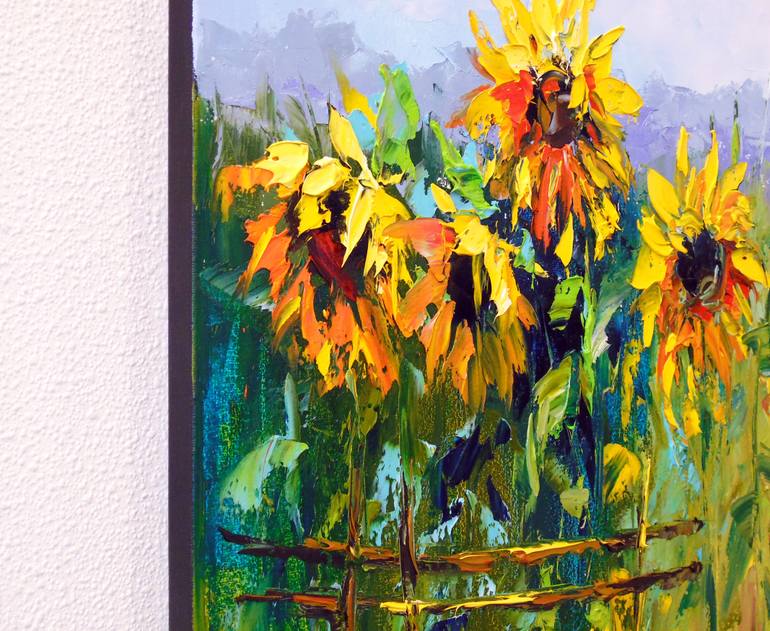 Sunflowers and wind Painting by Olha Darchuk | Saatchi Art