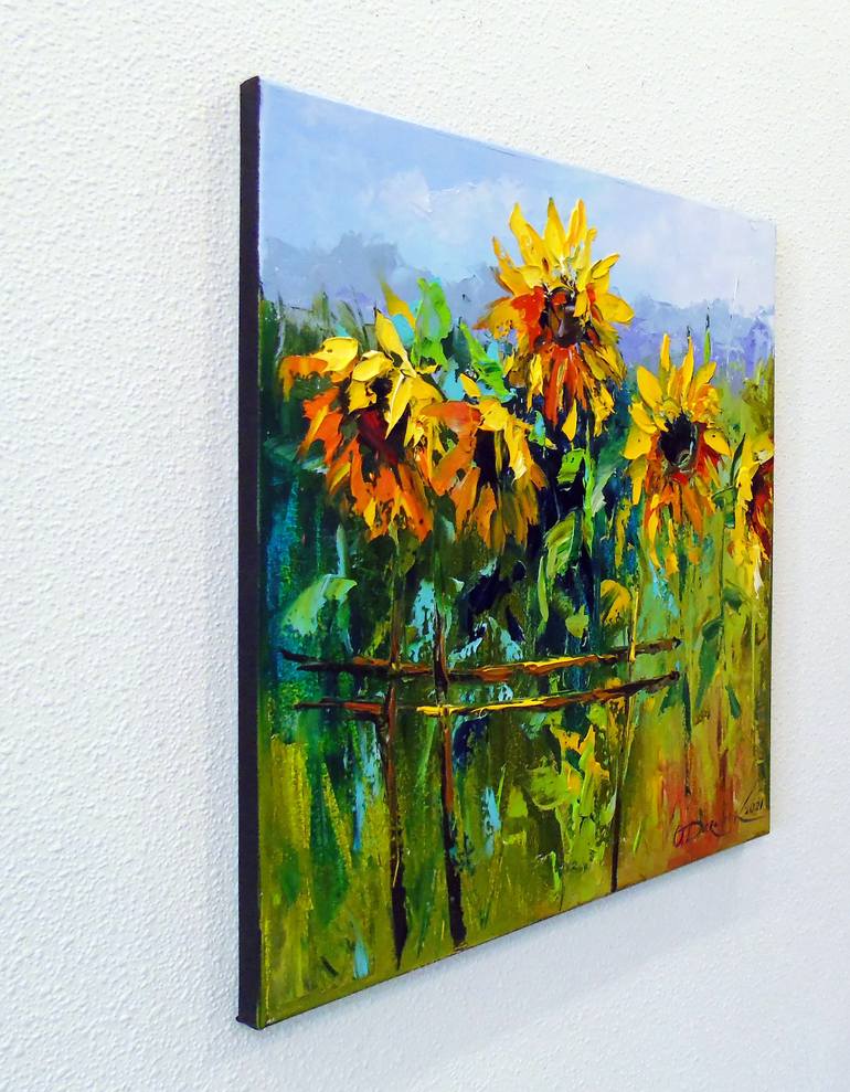 Sunflowers and wind Painting by Olha Darchuk | Saatchi Art
