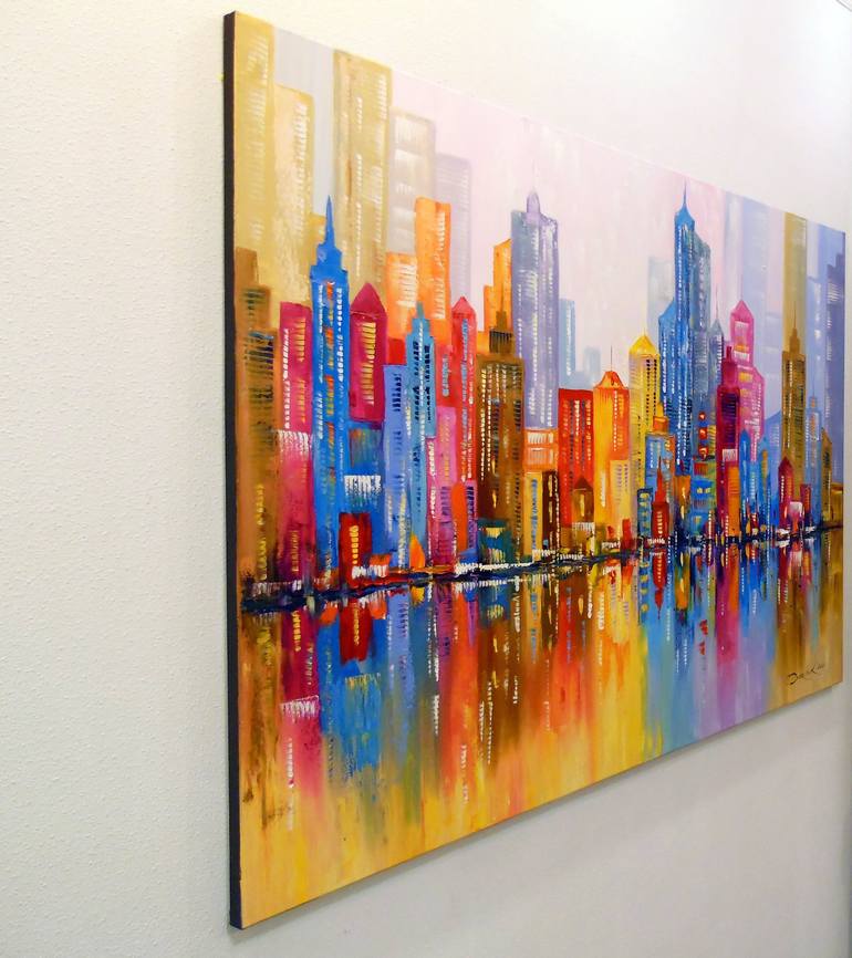 Original Abstract Architecture Painting by Olha Darchuk