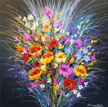 Original Abstract Floral Paintings by Olha Darchuk