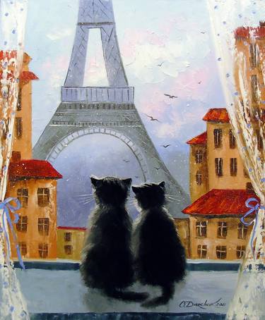 Print of Impressionism Cats Paintings by Olha Darchuk