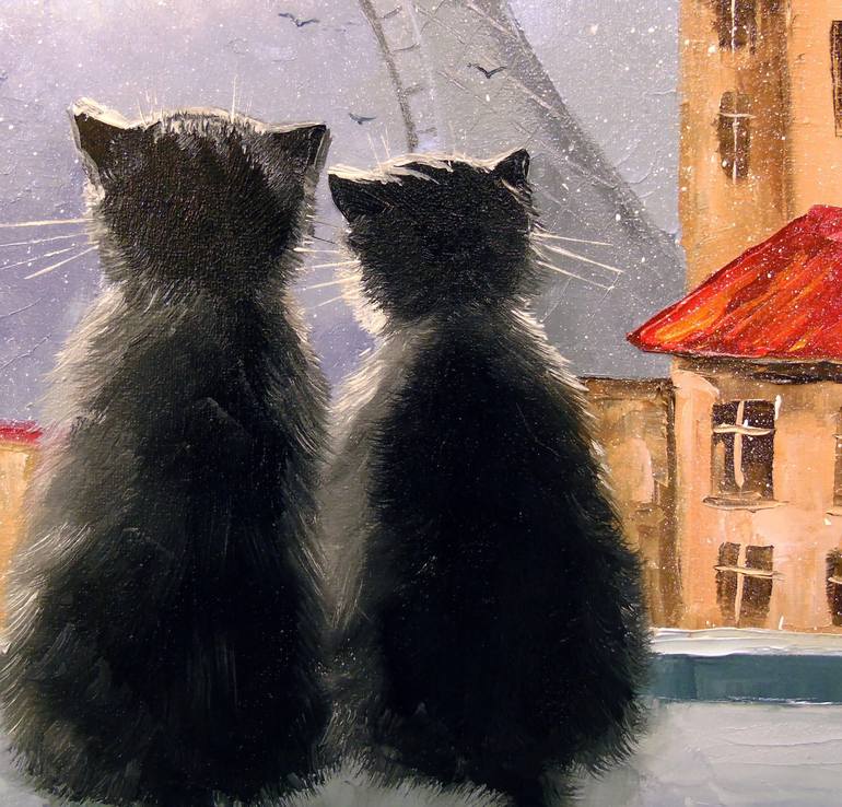 Original Cats Painting by Olha Darchuk
