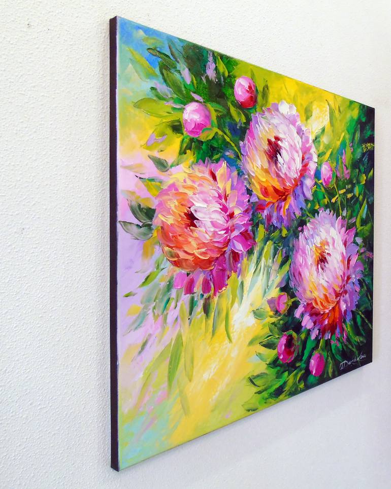 Original Art Deco Floral Painting by Olha Darchuk