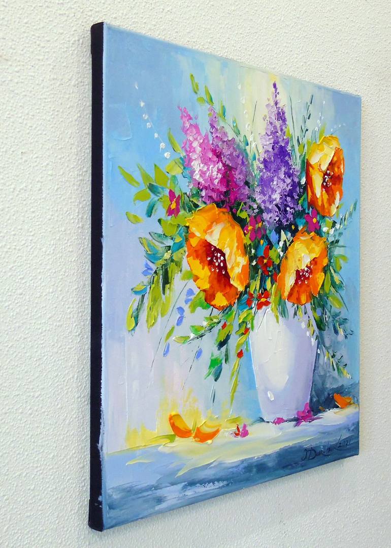 Original Art Deco Floral Painting by Olha Darchuk