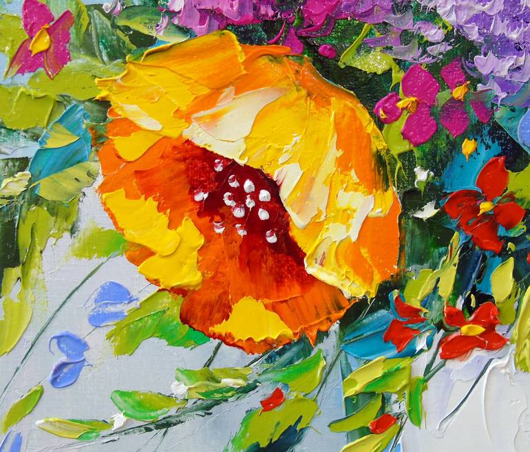 Original Art Deco Floral Painting by Olha Darchuk