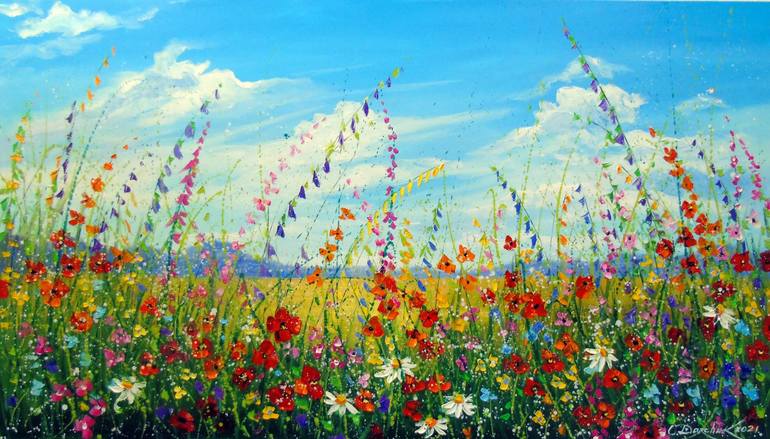 Summer flowers in the field Painting by Olha Darchuk | Saatchi Art