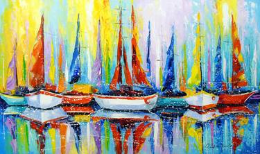Original Abstract Sailboat Paintings by Olha Darchuk