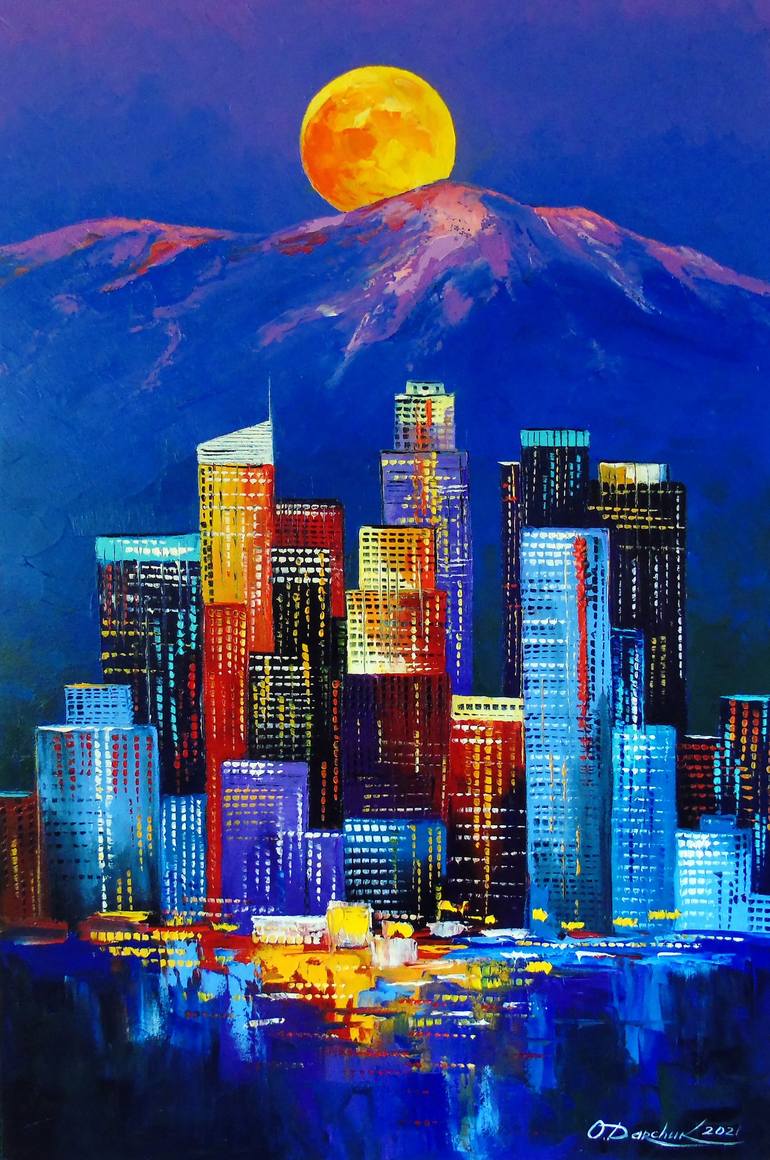 Night Los Angeles Painting by Olha Darchuk Saatchi Art