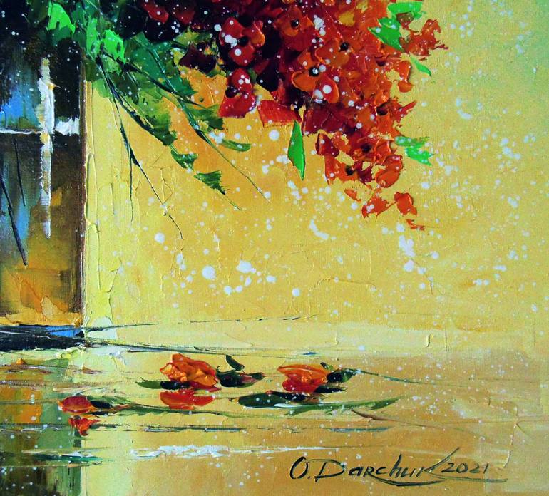 Original Art Deco Floral Painting by Olha Darchuk