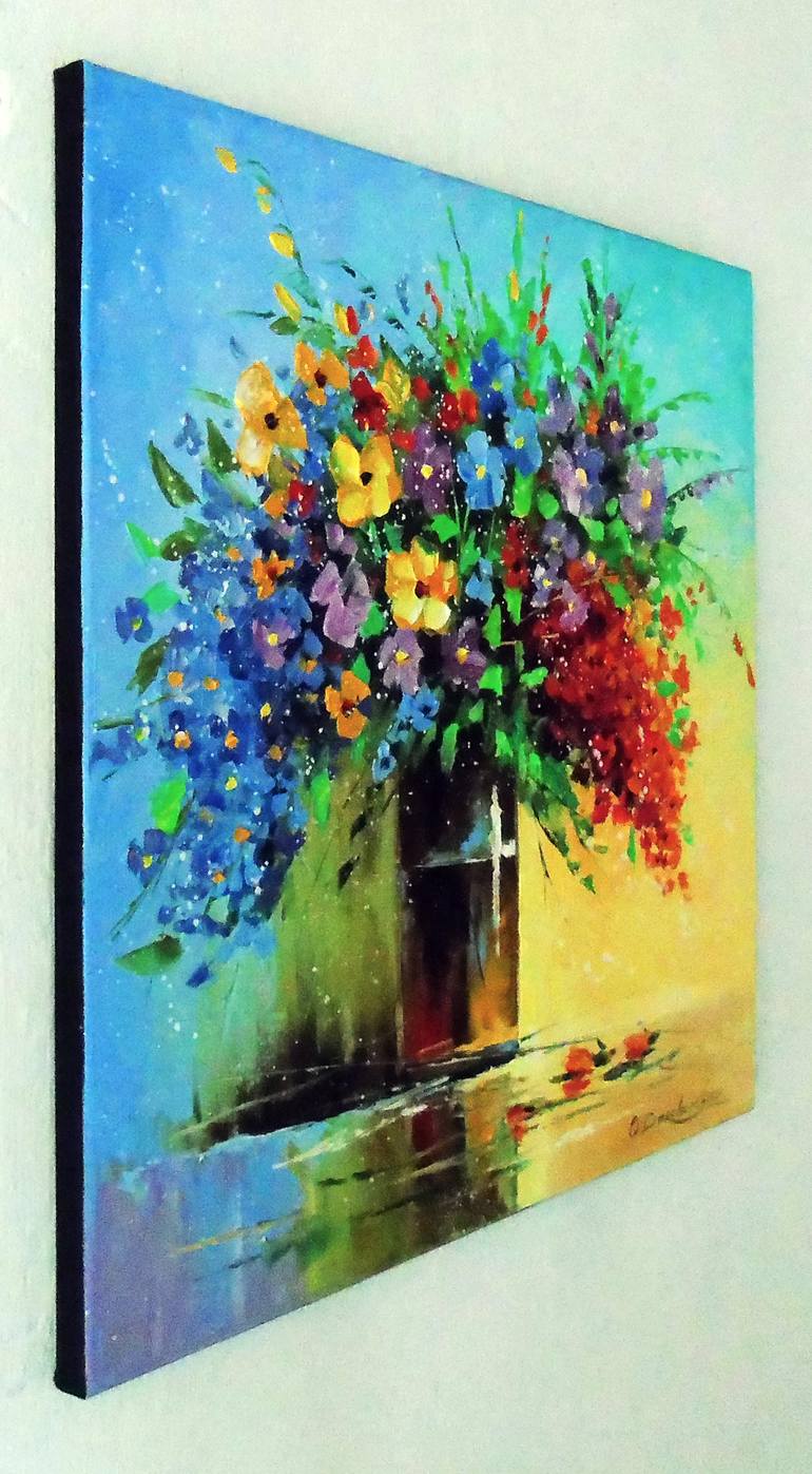 Original Art Deco Floral Painting by Olha Darchuk