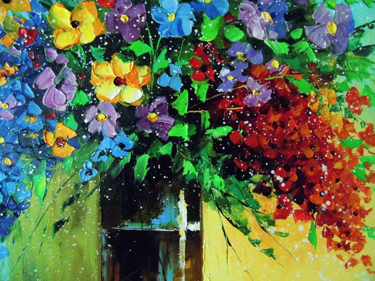 Original Art Deco Floral Painting by Olha Darchuk