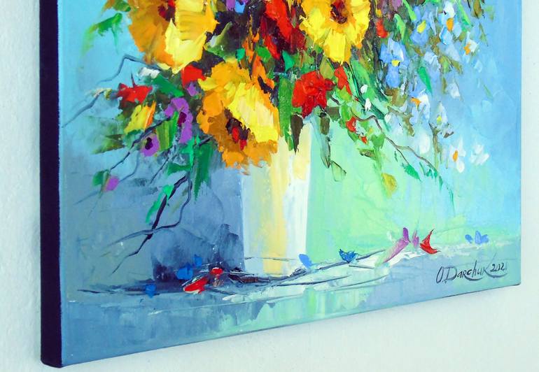 Original Art Deco Floral Painting by Olha Darchuk