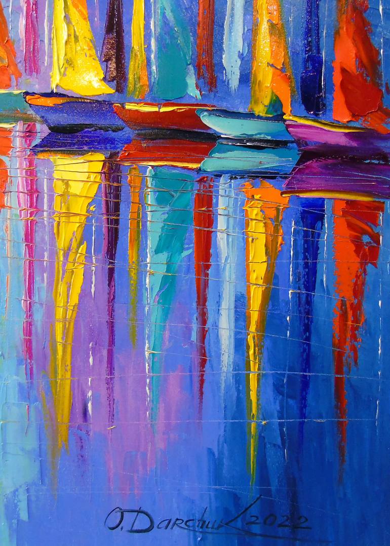 Original Abstract Boat Painting by Olha Darchuk