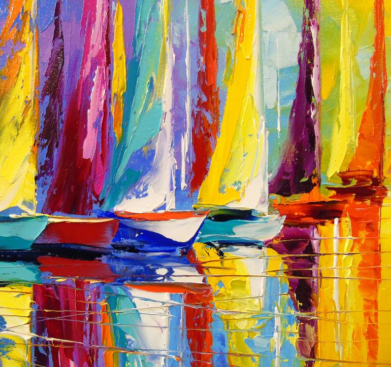 Original Abstract Boat Painting by Olha Darchuk