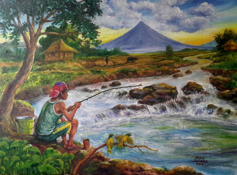 Mayon Scene 3 Painting by manuel cadag