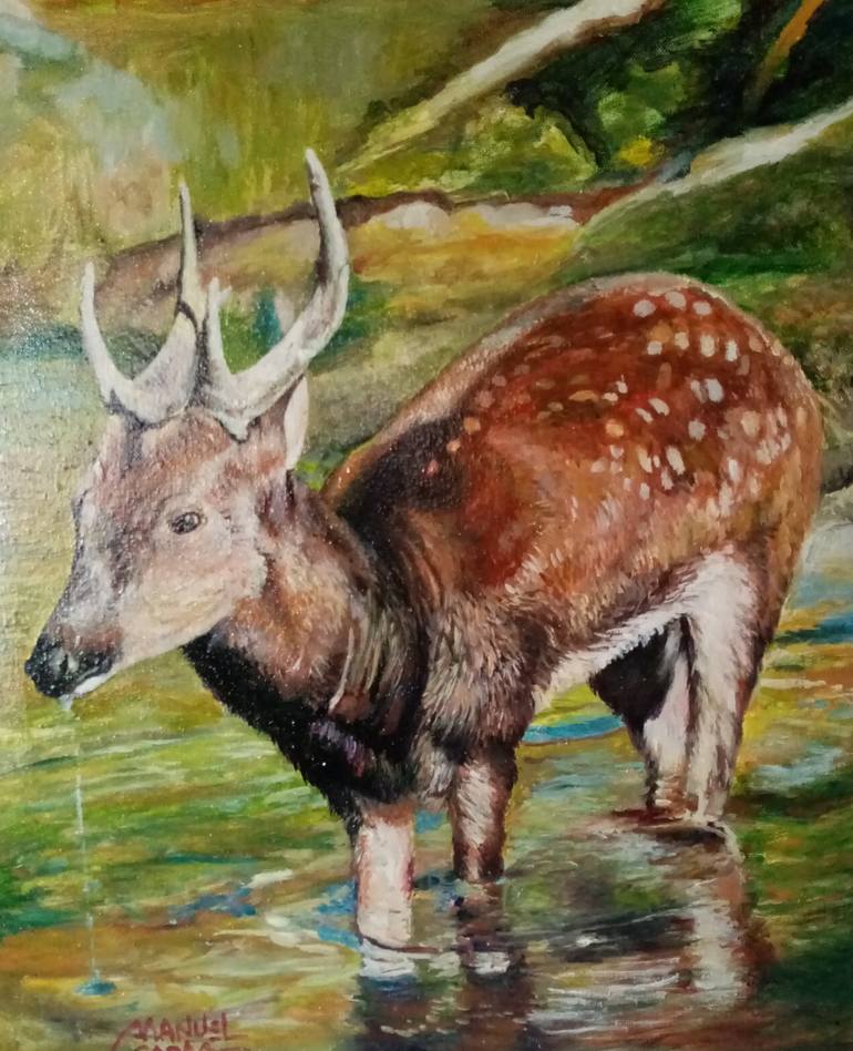 Original Folk Floral Painting by Manuel Cadag