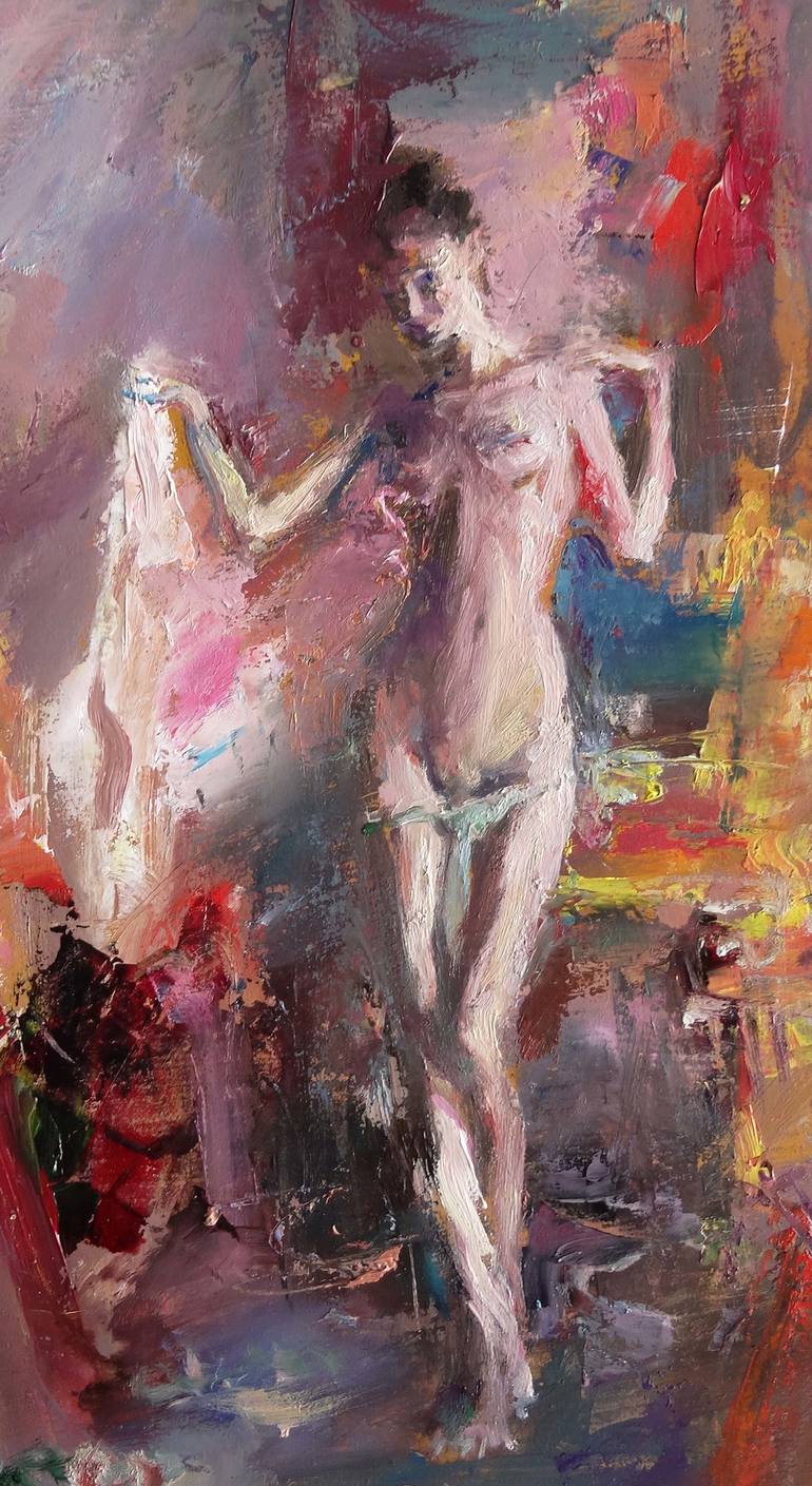 Original Nude Painting by Leonardi Manuel