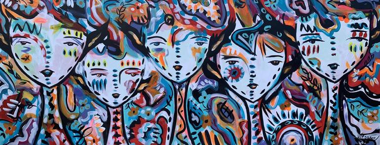 Original Abstract People Painting by Veronica Vilsan