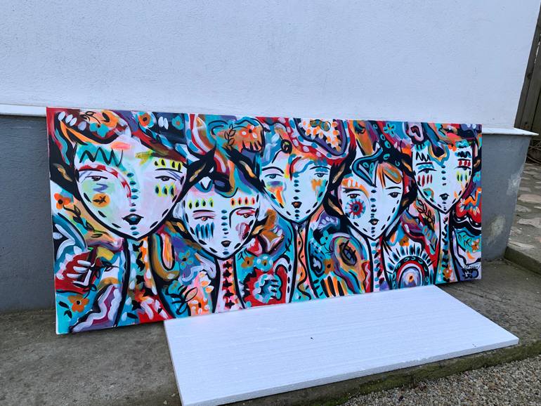 Original Abstract People Painting by Veronica Vilsan