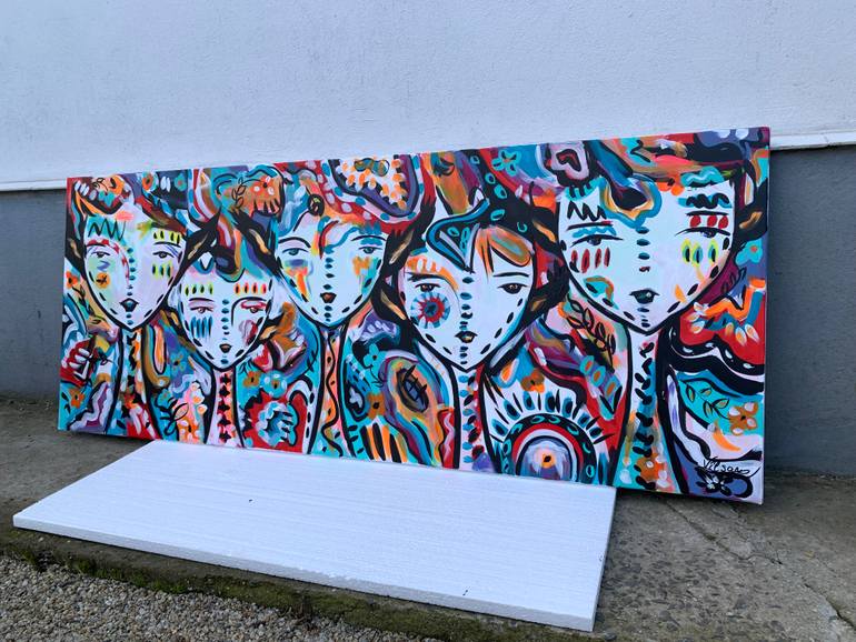 Original Abstract People Painting by Veronica Vilsan