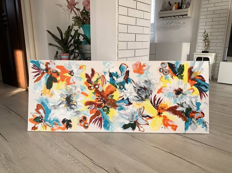 Original Abstract Expressionism Floral Painting by Veronica Vilsan