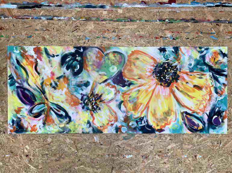 Original Abstract Expressionism Floral Painting by Veronica Vilsan