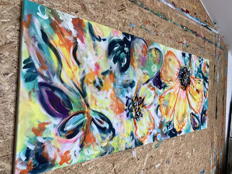 Original Abstract Expressionism Floral Painting by Veronica Vilsan