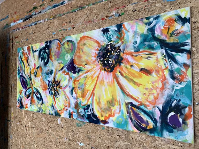 Original Abstract Expressionism Floral Painting by Veronica Vilsan