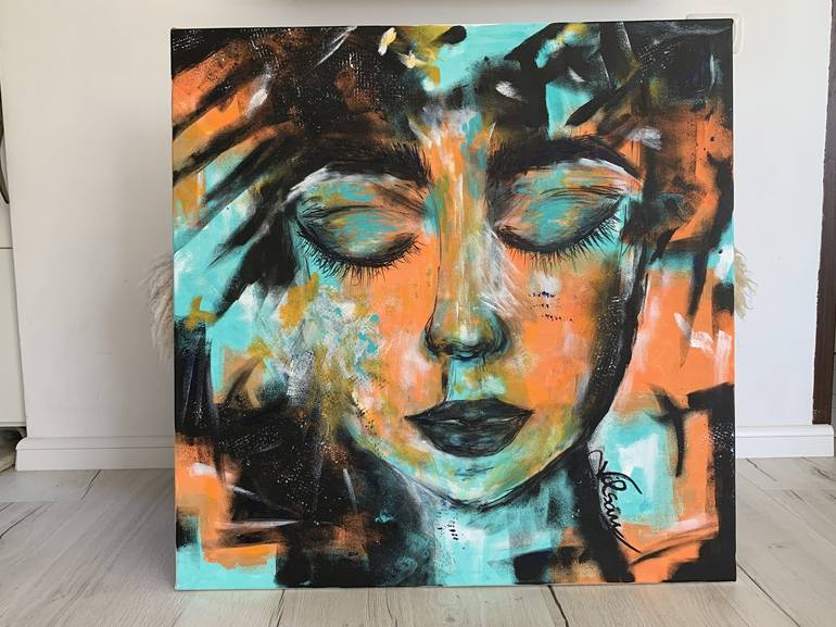 Original Abstract Expressionism Portrait Painting by Veronica Vilsan