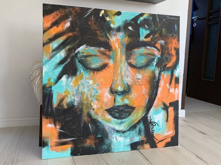 Original Abstract Expressionism Portrait Painting by Veronica Vilsan