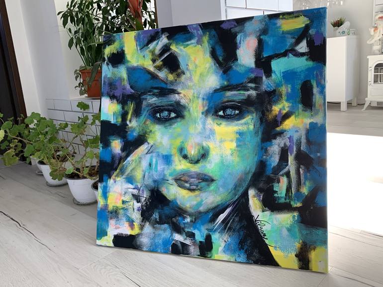 Original Abstract Expressionism Portrait Painting by Veronica Vilsan