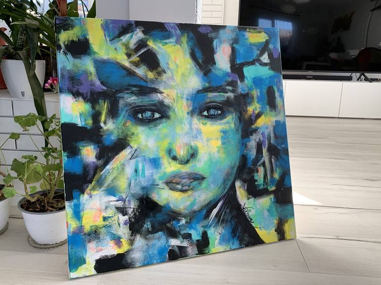 Original Abstract Expressionism Portrait Painting by Veronica Vilsan