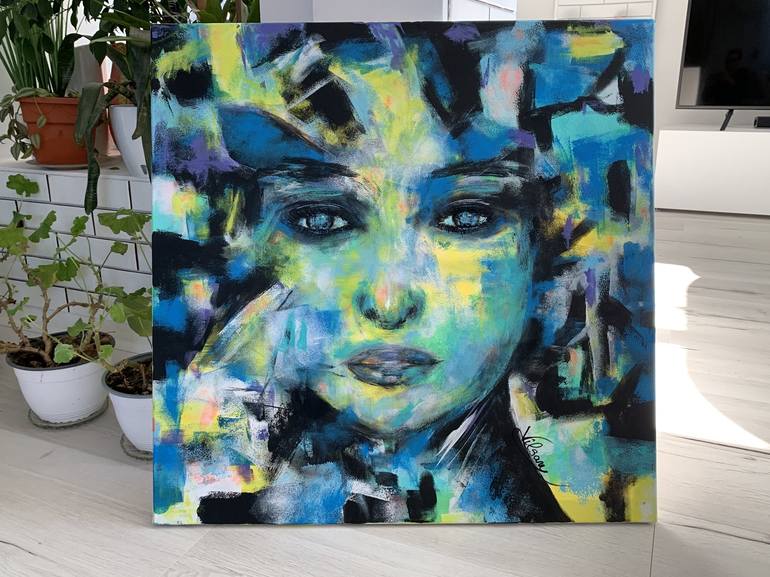 Original Abstract Expressionism Portrait Painting by Veronica Vilsan