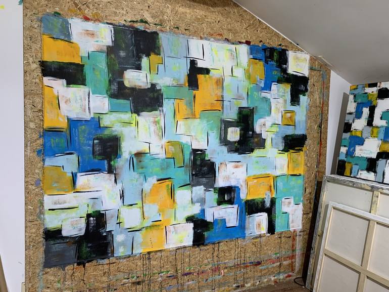 Original Abstract Expressionism Geometric Painting by Veronica Vilsan