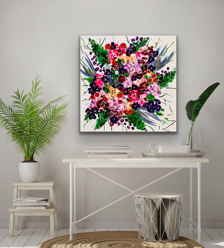 Original Abstract Expressionism Floral Painting by Veronica Vilsan