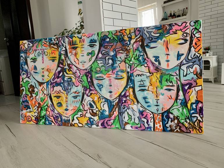 Original Abstract People Painting by Veronica Vilsan