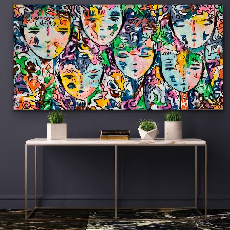 Original Abstract People Painting by Veronica Vilsan