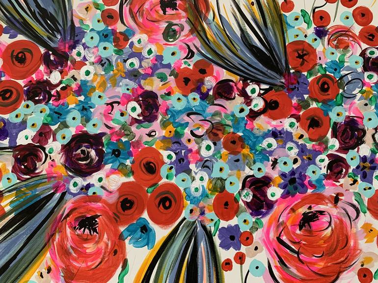 Original Abstract Expressionism Floral Painting by Veronica Vilsan