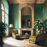 interior with fireplace by Tasos Chonias
