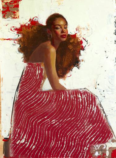Print of Figurative Women Paintings by Rosso Emerald Crimson