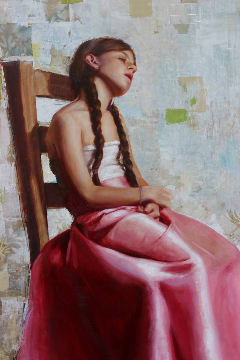 Original Realism Portrait Painting by Rosso Emerald Crimson